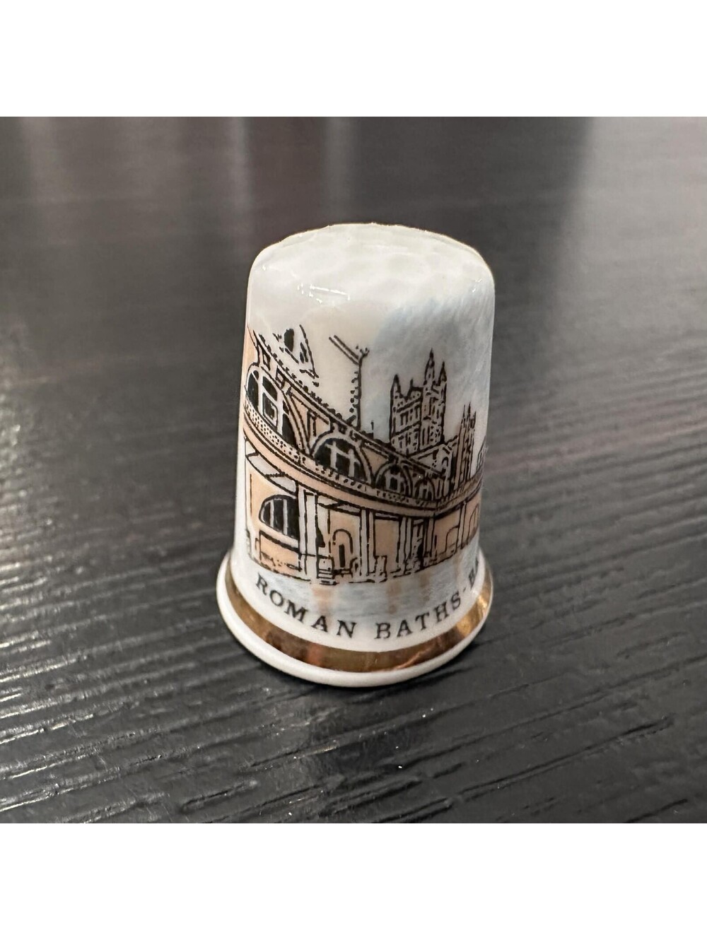 Vintage Roman Baths Bath England Cotswold Fine Bone China Thimble EUC